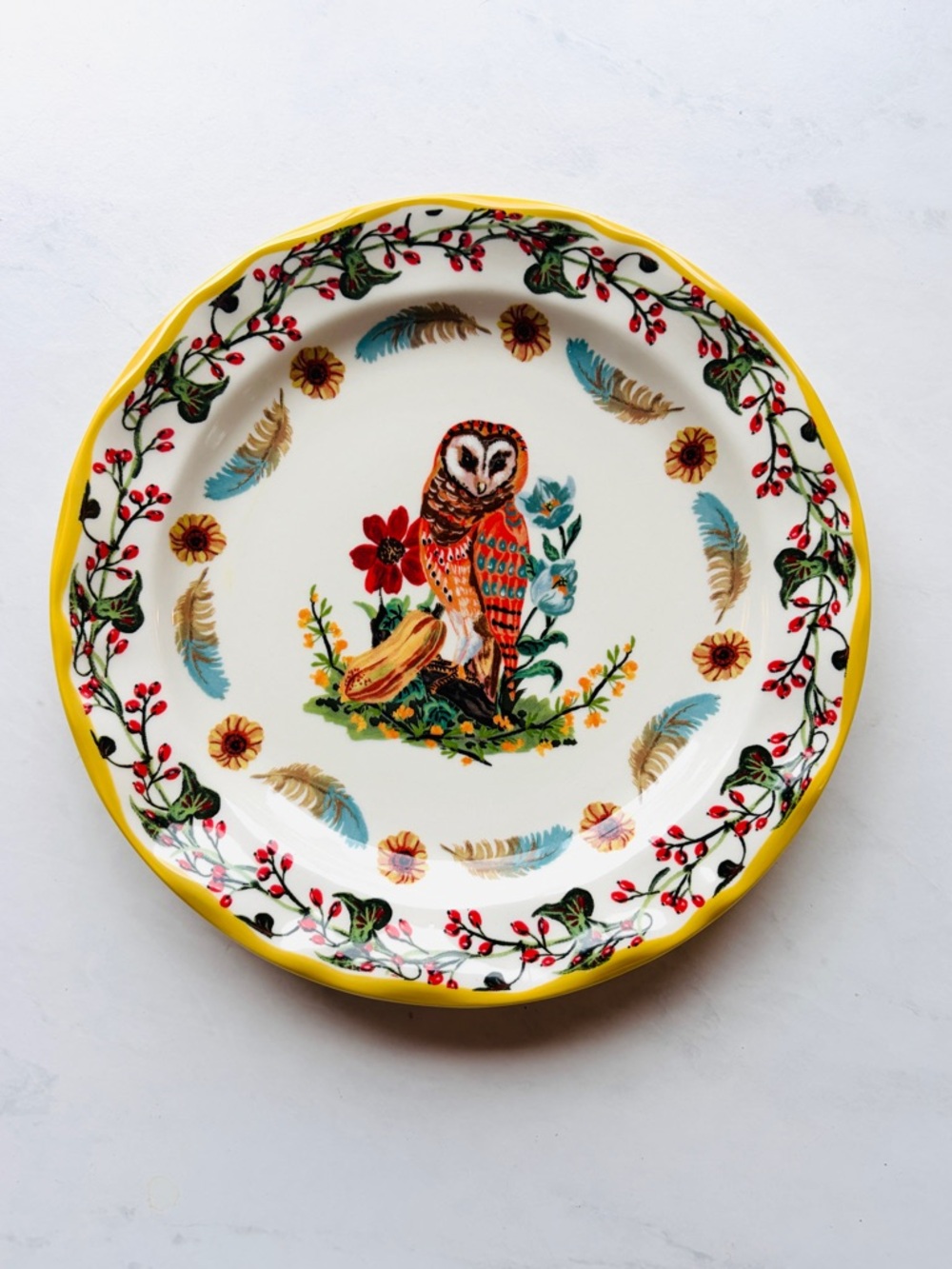 Rare! NWT Anthropologie Nathalie Lete Dessert Plate Owl
